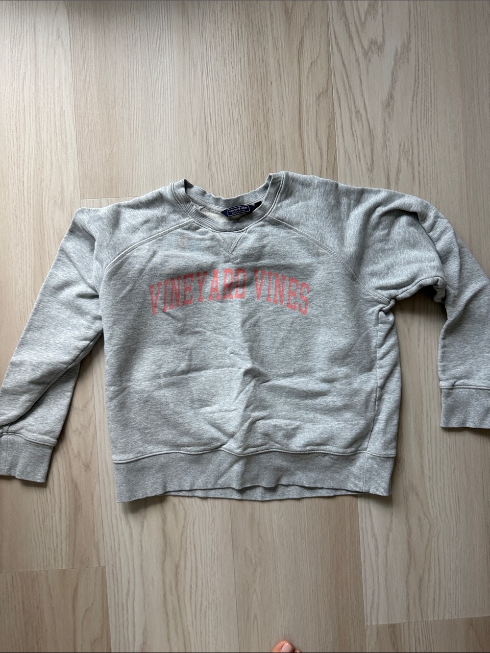 Vineyard Vines Light Gray Sweatshirt with Pink Logo Medium
